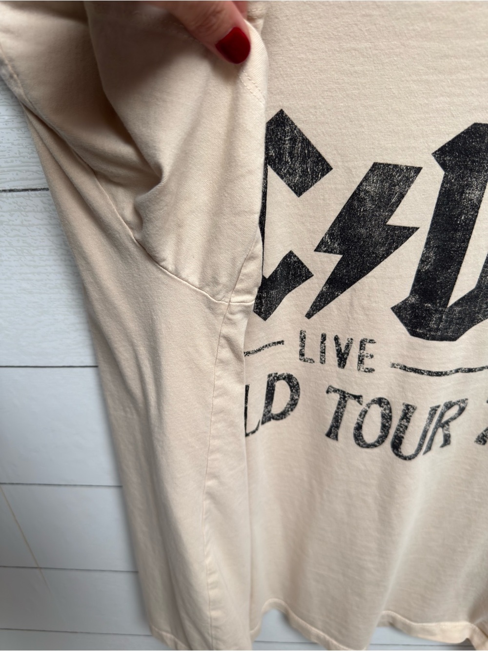 H&M AC DC Live World Tour 79 Graphic Band Tee Sand Beige Oversized Size M - Picture 5 of 7